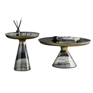 Modern Round <b>Glass</b> Coffee <b>Table</b> Tempered <b>Glass</b> Top Gold Base Small Living Room <b>Side</b> <b>Table</b> - Product Image 4