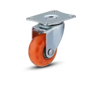 HM2219 Flat Universal Orange PU Wheels Rack Casters Trolley Casters Office Furniture Casters Factory Wholesale