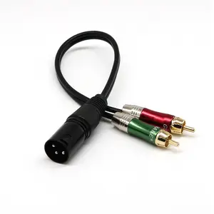 Cabo de remendo xlr macho para 2 x phono rca, adaptador, 1 xlr macho, 3 pinos para dual rca, plugue macho, cabo de áudio estéreo