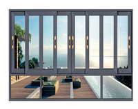Ventana de vidrio corrediza de aleación de aluminio panorámica moderna con marco negro y diseño de eficiencia energética para Vista de balcón