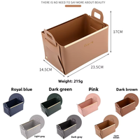 Boîte de rangement élégante pliable en cuir PU épaissi |   Organisateur à double poignée avec finition dorée |   Support de rangement pour cosmétiques et articles divers pour entrée ou bureau