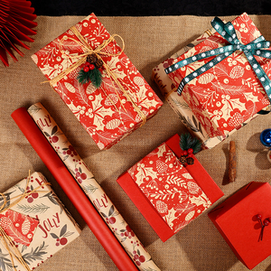 Venta al por mayor 80g papel Kraft 43*300cm regalo de Navidad de lujo embalaje personalizado rollo de papel de regalo - Product Image 2