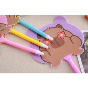 Kawaii 2 in 1 Capybara Cartoon Fan Kunststoff Kugelschreiber Niedliche Stifte für Kinder Schule Briefpapier Lieferungen Geschenk - Product Image 4