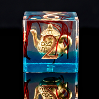 7 pièces de dés DND en résine transparente, bleue et rouge, avec bordures scellées, faits à la main, à bords vifs, pour jeux de société RPG Dungeons & Dragons, cadeau de fête