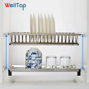 WELLTOP-Estante para platos de alambre, organizador de almacenamiento, toallero, soporte de pared de cocina, armario de cocina de acero inoxidable, de acero inoxidable, para colgar platos - Product Image 4