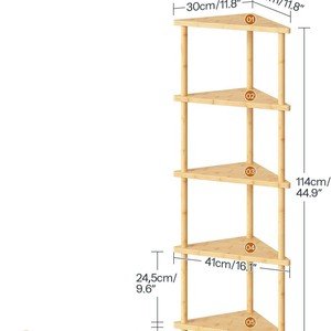 Wooden Corner <b>Shelf</b> 3 Tier Natural Color Freestanding <b>Storage</b> Rack For Bathroom Kitchen Plant Display - Product Image 2