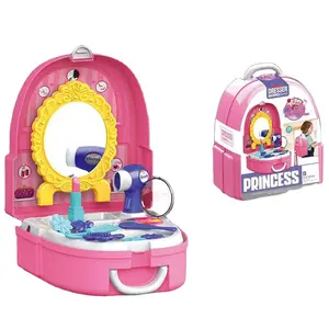 2023 nova Princesa Popular Hair Dresser Simulação Make Up Set Educacional Diy Plástico Mochila Playhouse Brinquedos Para Meninas
