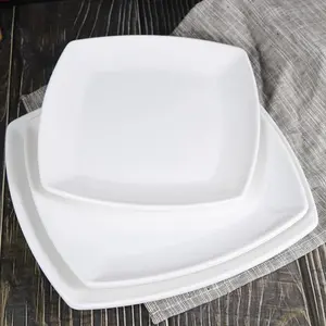 Plato de plástico cuadrado irrompible para restaurante platos de melamina personalizados