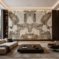 Dalle de quartzite exotique translucide de luxe, dalle de pierre cristalline or brésilien, mur TV rétroéclairé, îlot de cuisine, carrelage