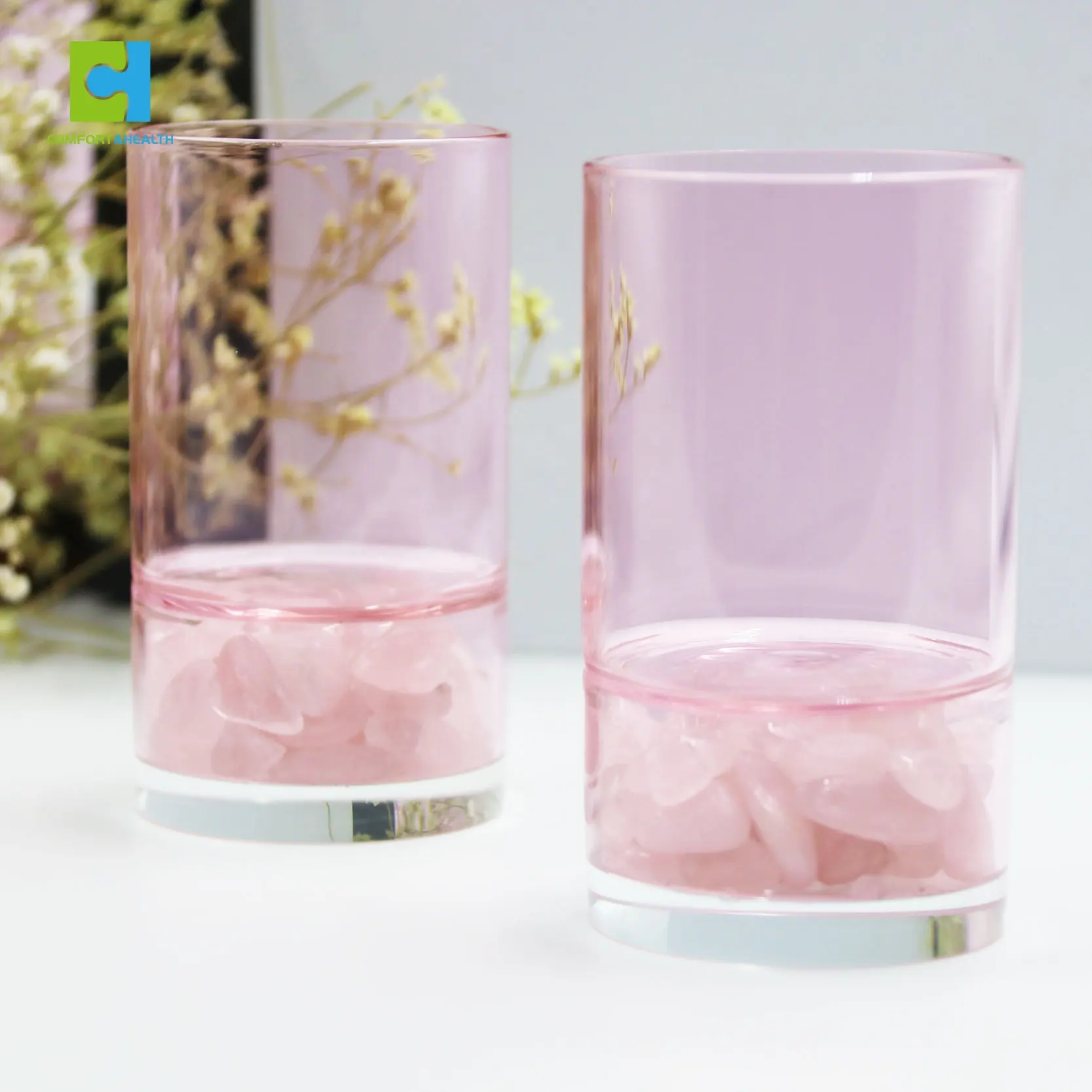 Tasse en verre, pierre précieuse à Quartz transparente, en cristal mélangé, pour boissons