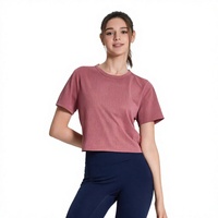 T-shirt de sport léger et respirant pour femme, séchage rapide, extensible dans les quatre sens, col ras du cou, idéal pour l'extérieur en été