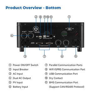 KUNGF 3.6KW純粋な正弦波インバーターハイブリッドUPS単相出力付きソーラーパネルとリチウムソーラーバッテリー - Product Image 2