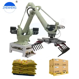 Plywood Packing Line 25kg 30kg 50kg Cortons Box Case Arm Palletizer Machine For Bags Small Automatic Robot Palletizer in China