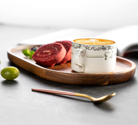 Platos de Madera de Alta Calidad, Plato Ovalado de Madera de Acacia, Bandeja Cuadrada de Madera