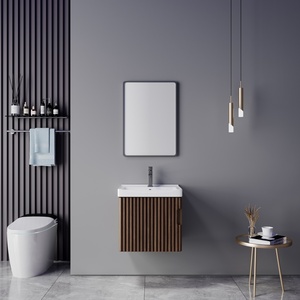 Meuble de salle de bain en contreplaqué rustique naturel abordable avec miroir et lavabo pour petits espaces – Vente chaude en gros - Product Image 2