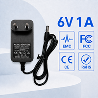 Adaptateur secteur AC/DC 6V 1A avec protection contre les surintensités, prise EU/AU/UK/US, large compatibilité, chargeur mural 6W