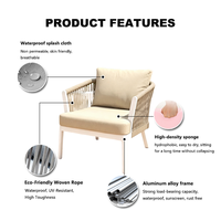 Ensemble Canapé et Table Basse d'Extérieur en Rotin Style Nordique Minimaliste, Durable et Imperméable pour Cour, Villa, Hôtel et Balcon