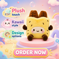 Peluche personnalisée en forme de pain jaune, poupée en peluche OEM ODM, oreilles brunes, animal en peluche doux, figurine en peluche pour cadeau d'enfant