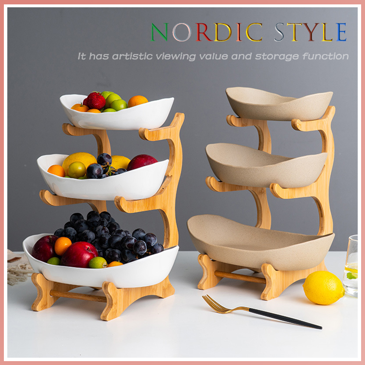 Bamboo and Ceramic Dinner Plate Set Modern Nordic Style Durable Kitchenware · image 3