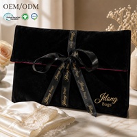 Pochette en velours avec logo en feuille d'or, OEM ODM, taille personnalisée pour lingerie, sous-vêtements, sac de rangement anti-poussière, emballage cadeau, noir, rouge
