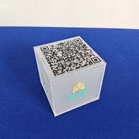 Cube en acrylique givré personnalisé, présentoir en plexiglas carré sur mesure pour magasin
