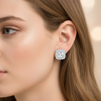 Boucles d'oreilles Halo en diamant de laboratoire avec diamants CVD ronds brillants certifiés IGI, pureté E VS1, 2 carats au total, cadeau de luxe pour femme