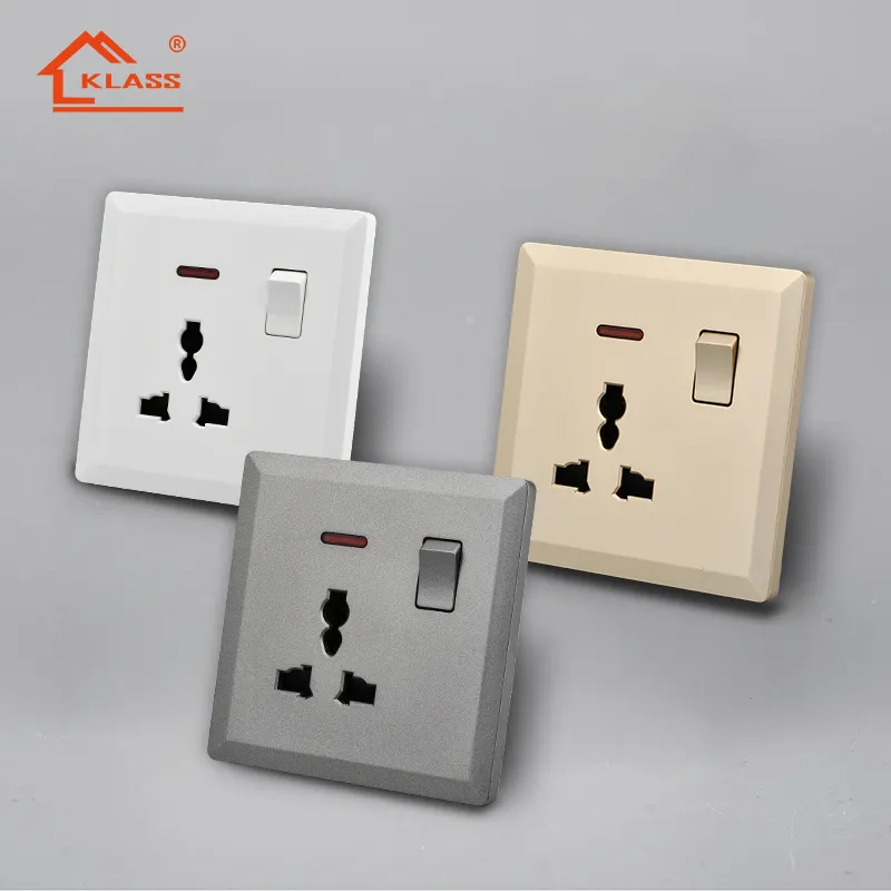 UK type switch sockets 1gang 1way electric switch gold grey white color universal electrical wall switch socket