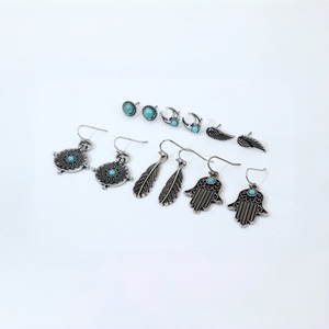 Juego de pendientes turquesa estilo bohemio vintage - Product Image 2