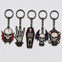 Porte-clés graphiques squelette gothique personnalisés par le fabricant, souvenirs pour fans de rock and roll, porte-clés punk street metal