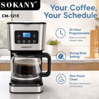 Cafetera Eléctrica Automática Estilo Americano con Temporizador Programable de 24 Horas, Limpieza con un Toque, Preparación Fuerte, Estándar Europeo, para el Hogar