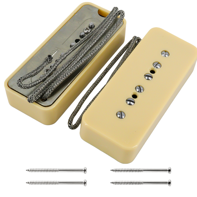 P90 Soap Bar Pickups Set Alnico 5 Single Coil Pickup Neck and Bridge Pickup Set for LP Electric Guitar Replacement Parts