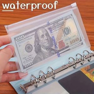 <b>A6</b> <b>Binder</b> Pockets 6 Holes <b>Budget</b> Cash Envelopes Clear Zipper Folders Loose Leaf Bags Waterproof PVC Document Filing - Product Image 3