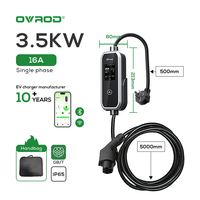 Pengisi Daya EV Portabel Ovrod 3.5kw Stasiun Pengisian Daya Rumah EV Level 2 Pengisi Daya EV Gbt