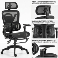 Silla de oficina giratoria ergonómica de malla con respaldo alto, reposabrazos 9D, reposacabezas ajustable y soporte lumbar bilateral para oficina en casa.