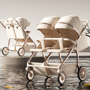Passeggino Gemellare in Metallo Leggero e <span class=keywords><strong>Portatile</strong></span>, Pieghevole, con Sedute Girevoli Doppie, Reclinabili e Reversibili - Product Image 6