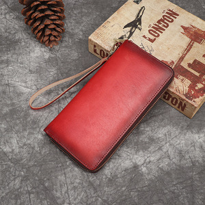 Ando Bag Genuine Cowhide Leather Long Wallet for Women Vintage <b>Zip</b> Around <b>Card</b> <b>Holder</b> Wristlet - Product Image 3