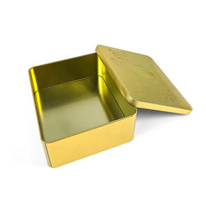 Scatole di Latta Quadrate Dorate Lucide Jinyuanbao per <span class=keywords><strong>Biscotti</strong></span> e Dolci, Contenitori in Metallo per Alimenti con Coperchio, Confezione Regalo - Product Image 2