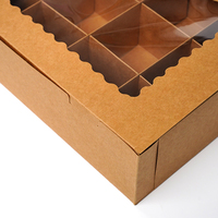 Caja de Dulces Personalizable de Papel Kraft con Múltiples Compartimentos y Ventana Transparente, Caja de Regalo para Panadería de Grado Alimenticio con Separador, Venta al Por Mayor