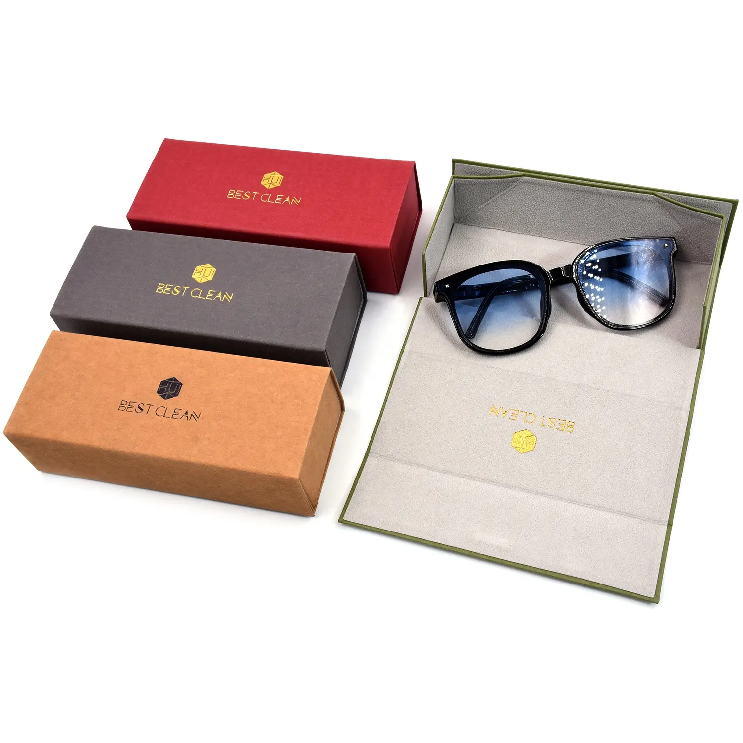 Bestpackaging eco friendly occhiali custodia pieghevole Logo personalizzato fatti a mano in carta occhiali da sole imballaggio cassa per occhiali da vista