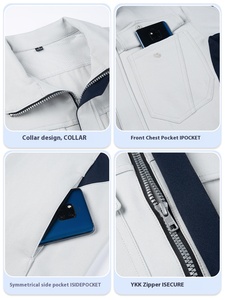 Ropa de trabajo para trabajadores de taller de gama alta Trajes DE TRABAJO Conjunto de uniforme de construcción industrial antiestático Chaqueta con cremallera Traje de pantalón - Product Image 3