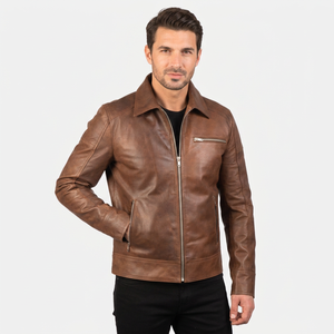 Nouvelle veste de moto en cuir pour homme, coupe ajustée, style urbain, en cuir tanné écologique, de qualité supérieure et personnalisée - Product Image 1