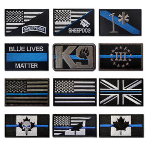 Patch tactique brodé en chenille avec drapeau américain, bordure surpiquée, couleur personnalisable, 3,15x1,97 pouces, fixation auto-agrippante - Product Image 6