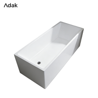 Baignoire autoportante rectangulaire en acrylique Adak WB-8008 avec drain, design écologique portable pour intérieur, garantie 5 ans, nettoyage facile