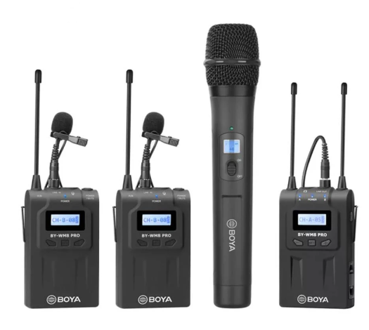 BOYA WM8 PRO K2 K3 K4 Professional Wireless Mic UHF 4 Channels Wireless Lavalier Handheld Microphone for DSLR Camera Mixer Live