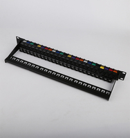 Panel Patch 48 port Cat6A 2U profesional dengan Jack Keystone berwarna untuk jaringan untuk aplikasi 24-port
