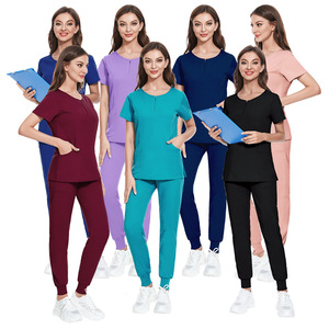 Nhà Sản Xuất Co Giãn 2 Mảnh Dây Kéo Ngọn Bán Buôn Tùy Chỉnh Vẻ Đẹp Bệnh Viện Y Tế Điều Dưỡng Phẫu Thuật Phụ Nữ Chà Đồng Phục Bộ - Product Image 2