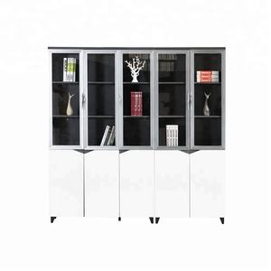 Bibliothèque de bureau à Double porte moderne, <span class=keywords><strong>armoire</strong></span> de <span class=keywords><strong>rangement</strong></span> avec 4 portes, disponible en blanc, vente en gros d'usine - Product Image 1