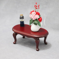 Maison de poupée 1:12, modèle de meubles miniatures en bois, table basse ovale BJD couleur noyer, style européen vintage C029 Chine