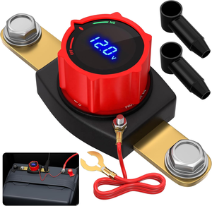 Interrupteur de coupure de batterie à borne latérale en plastique robuste 12V-48V avec voltmètre <span class=keywords><strong>LED</strong></span> pour voiture, camping-car, bateau, VTT, UTV - Product Image 2