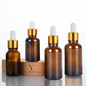 In magazzino 30ml 50ml 100ml bottiglia di vetro contagocce trasparente ambra bottiglia di olio essenziale di vetro con oro <span class=keywords><strong>e</strong></span> argento anelli tappo - Product Image 5